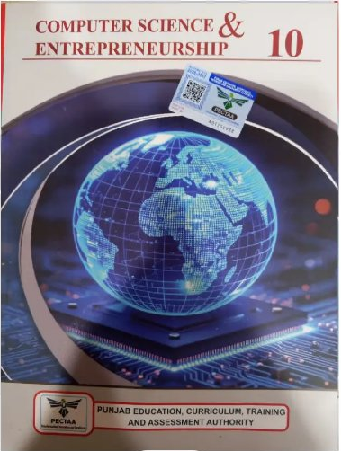 Computer Science and Entrepreneurship class 10 new textbook cover PECTAA Punjab Education Curriculum Training and Assessment Authority English medium