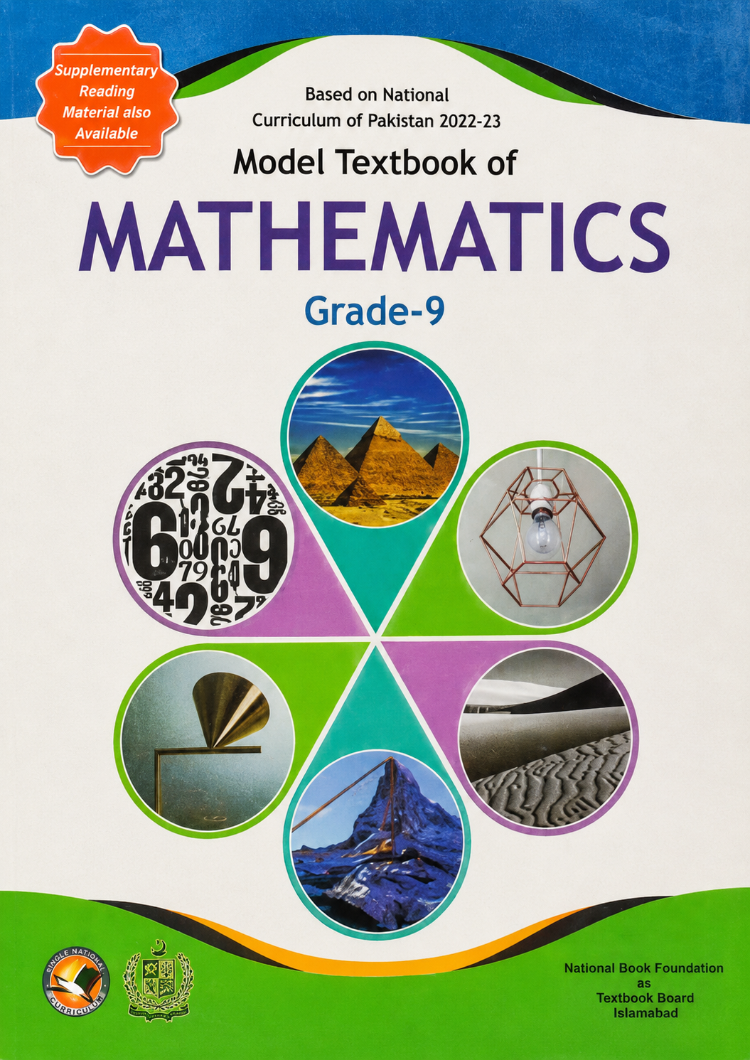 Mathematics Grade 9 Model Textbook cover based on the National Curriculum of Pakistan 2022–23 by the National Book Foundation (NBF).