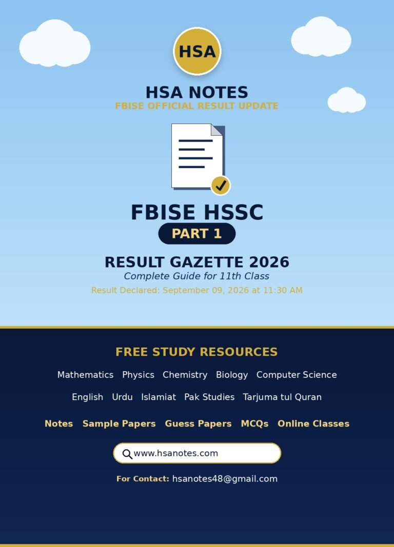 How To Get FBISE Grade 11 Result Gazette 2026 - HSA Notes
